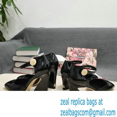 Dolce  &  Gabbana Heel 6.5cm/10.5cm Patent leather Mary Janes Black with Geometric Heel 2022